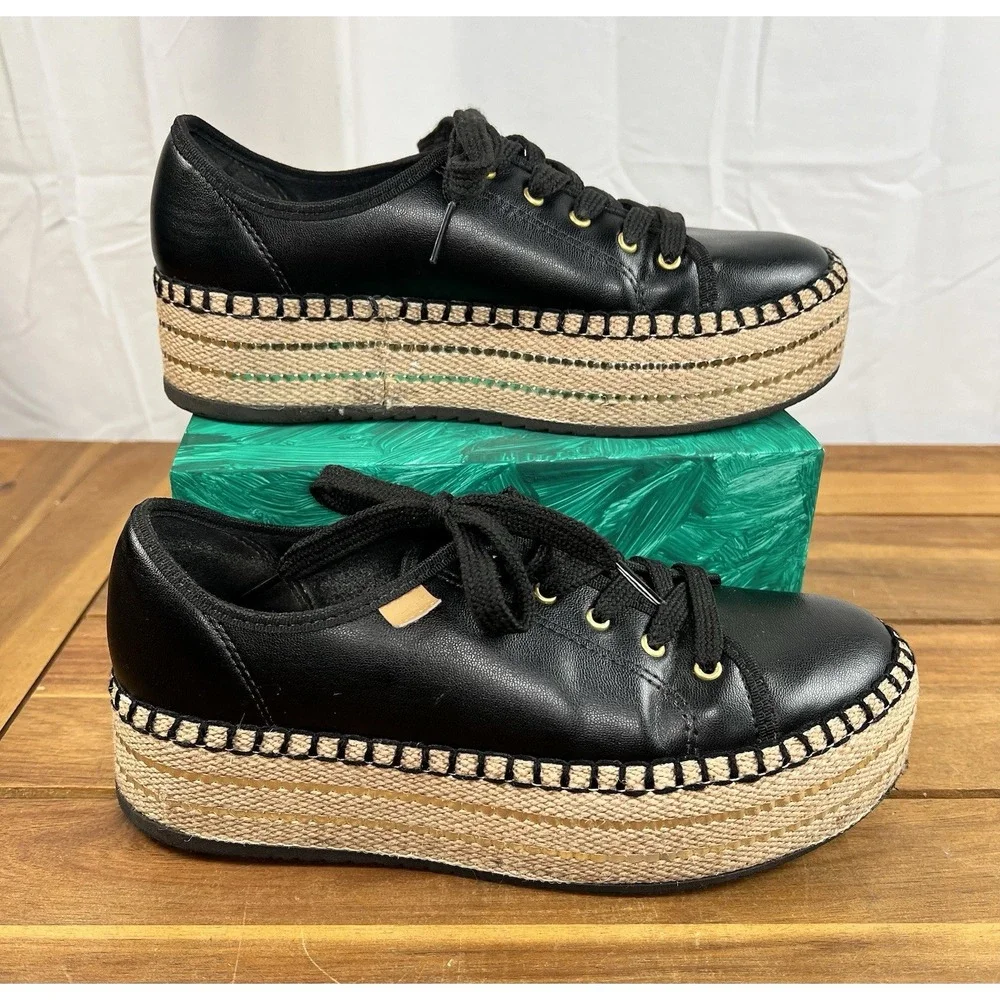 Beira Rio SZ 8 Women's Espadrille Platform Sneakers Shoes Black Made in Brazil